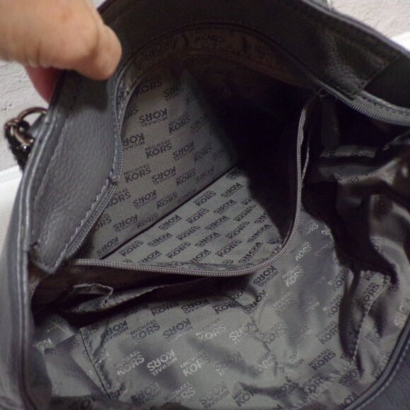 Michael Kors Gray Handbag with Silver Accents Leather Zip Closure Pockets - Picture 7 of 7